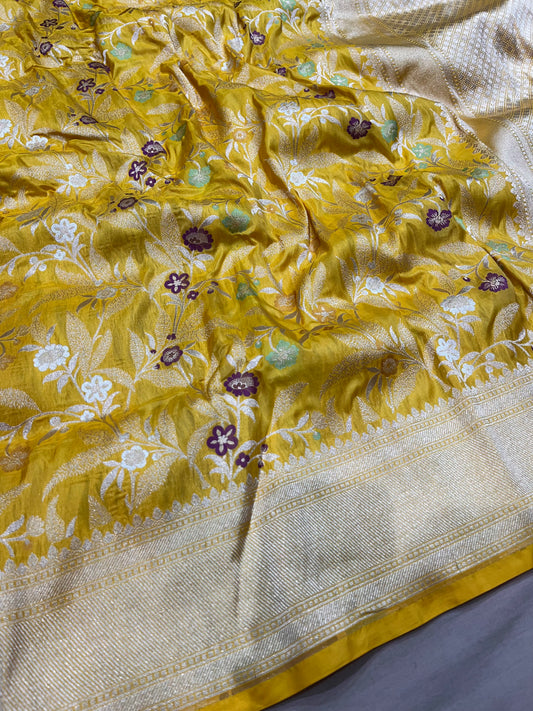 YELLOW BANARASI SILK SAREE