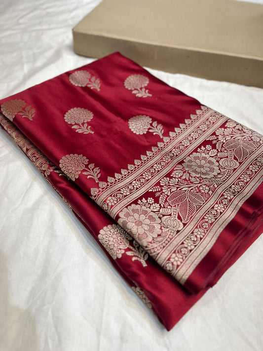 Maroon mashru silk